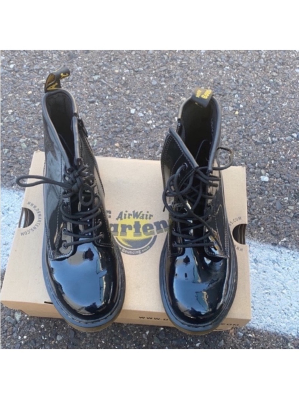 Dr. Martens Black Patent Lace-Up Ankle Boots big girls 5